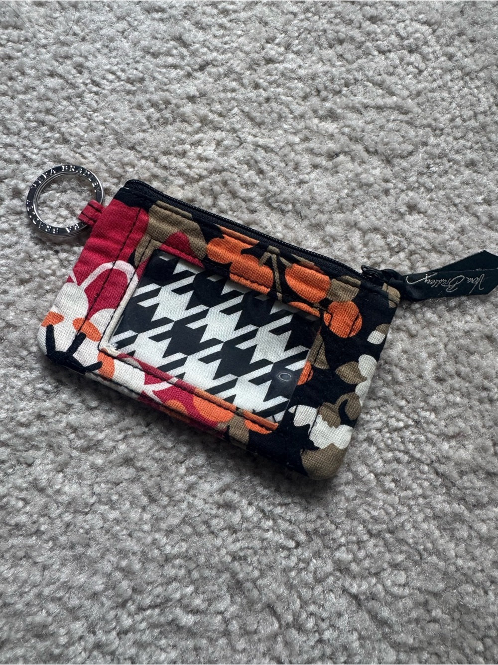 Vera Bradley Floral Zip ID Wallet - Black, Orange, Pink